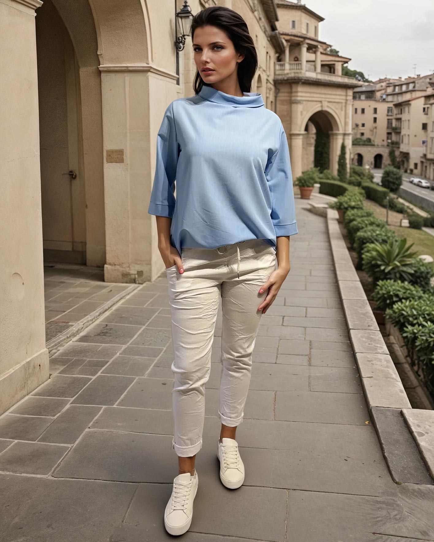 Elegante Bluse mit Stehkragen