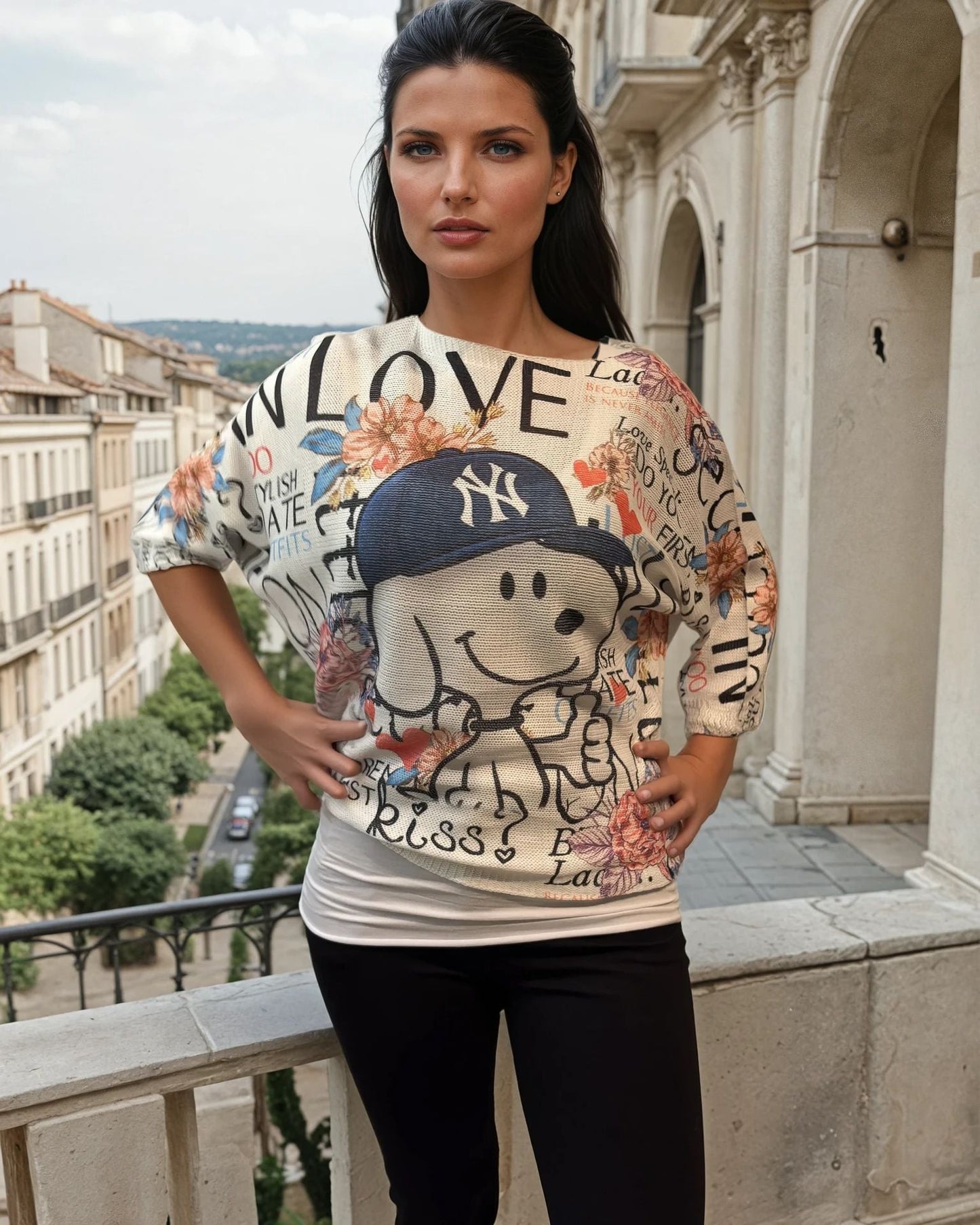 Langarmshirt mit Cartoon-Print