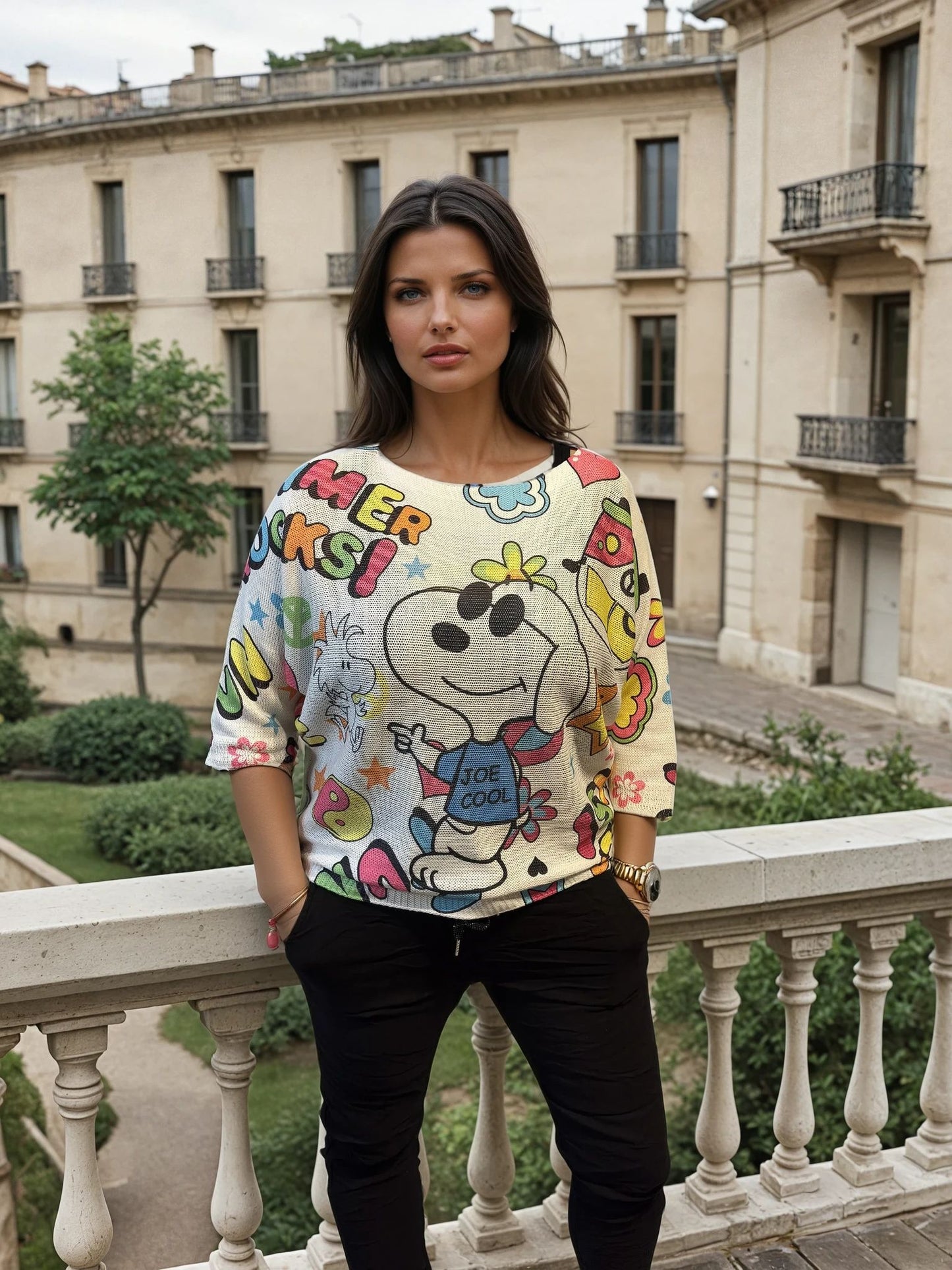 Langarmshirt mit Cartoon-Print