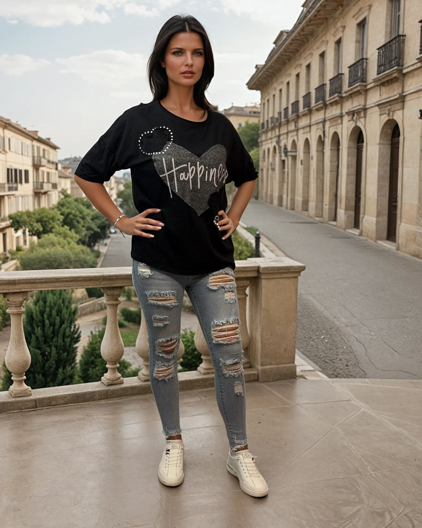 Shirt mit „Happiness“-Print