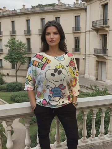 Langarmshirt mit Cartoon-Print
