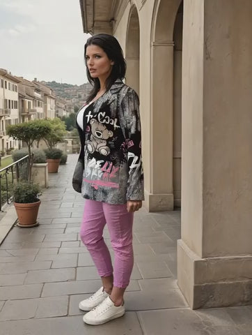 Leichte Blazerjacke mit Graffiti-Print