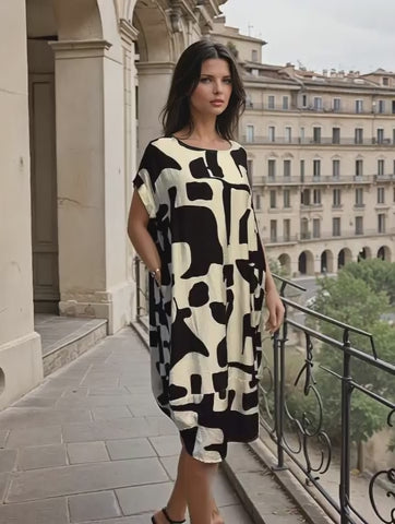 Oversize-Kleid mit abstraktem Muster