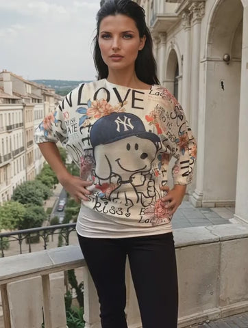 Langarmshirt mit Cartoon-Print