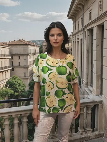 Apfel-Print-Shirt in Grün